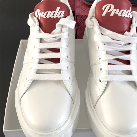 Prada red  tongue sneakers - Picture 1 of 9